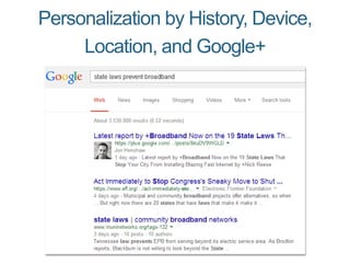 Personalization by History, Device, 
Location, and Google+ 
 