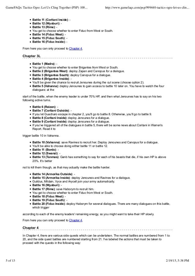 Tactics ogre let us cling together beginning questions