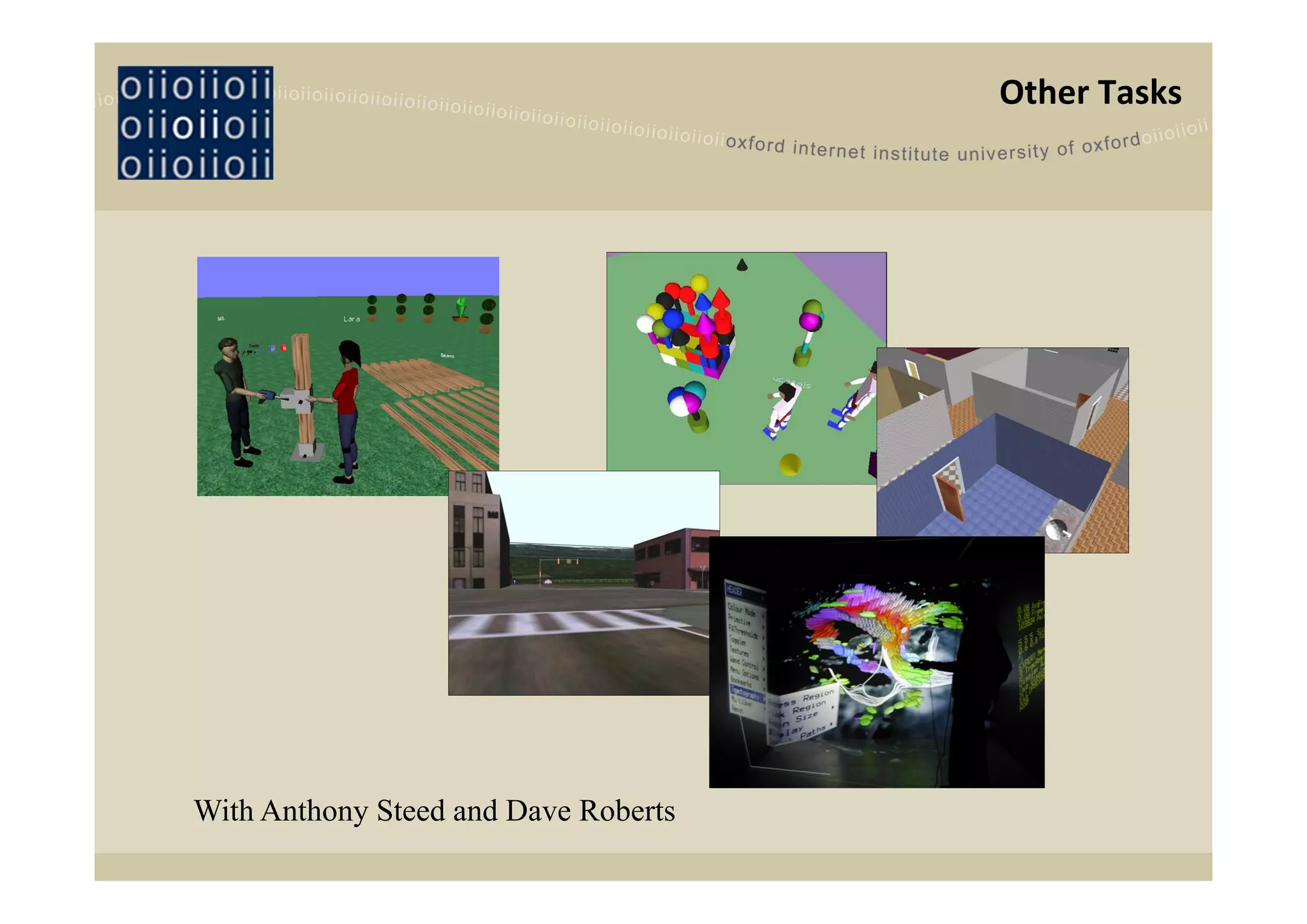 Other Tasks




With Anthony Steed and Dave Roberts
 