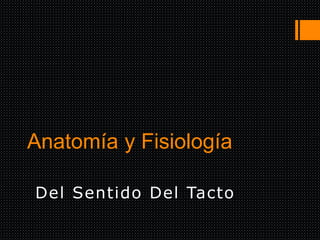 Anatomía y Fisiología
Del Sentido Del Tacto
 