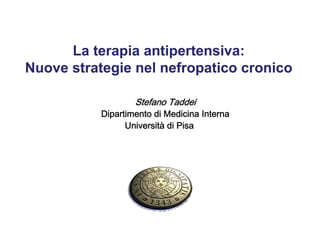 La terapia antipertensiva:
Nuove strategie nel nefropatico cronico
Stefano Taddei
Dipartimento di Medicina Interna
Università di Pisa
 