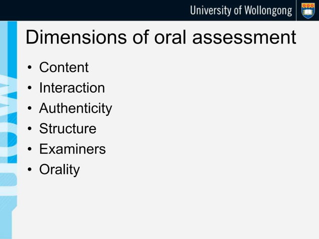 Oral Assessment Workshop by Dr Gordon Joughin | PPTX | Educational ...