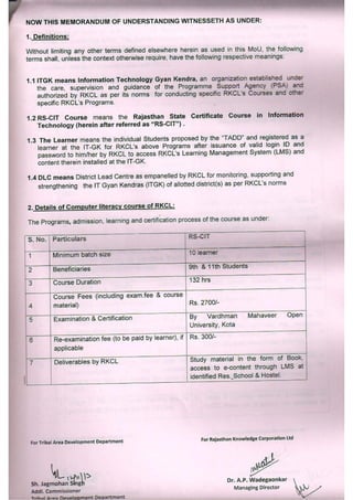 TSP Hostel MoU 2013_2014