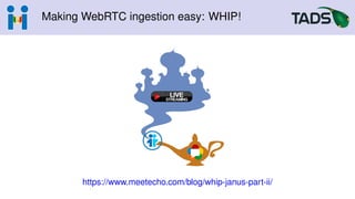 Making WebRTC ingestion easy: WHIP!
https://www.meetecho.com/blog/whip-janus-part-ii/
 