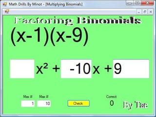 Factoring Binomial By Tae Factoring Binomials By Tae  
