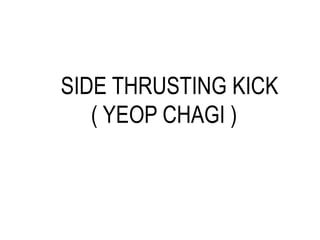 SIDE THRUSTING KICK
( YEOP CHAGI )
 