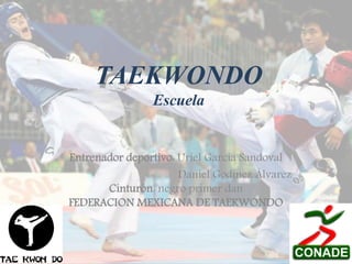 TAEKWONDO
Escuela

Entrenador deportivo: Uriel García Sandoval
Daniel Godínez Álvarez
Cinturón: negro primer dan
FEDERACION MEXICANA DE TAEKWONDO

 