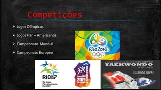 Competições
 Jogos Olímpicos
 Jogos Pan – Americanos
 Campeonato Mundial
 Campeonato Europeu
 