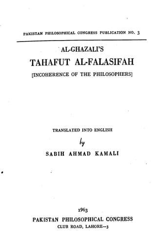 Tahafut Al Falasifa (Al-Ghazali)
