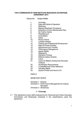 TAFE Commission of NSW Institute Managers Enterprise Agreement 2013