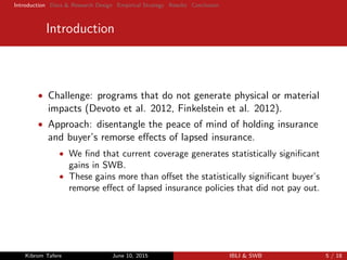 The subjective wellbeing gians from insurance that does not pay ou