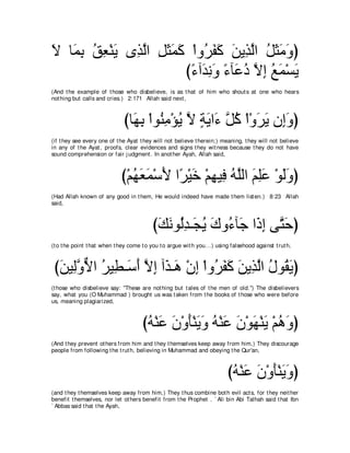 A compilation of the Abridged Tafsir Ibn Kathir Volumes 1 - 10  ( commentary of the meaning ) 