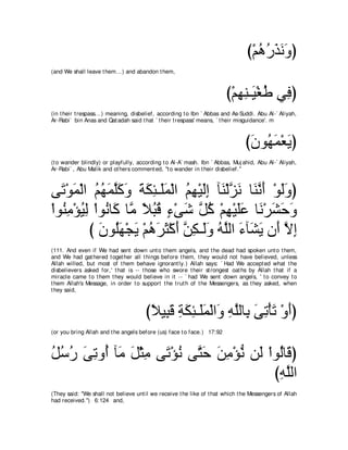 A compilation of the Abridged Tafsir Ibn Kathir Volumes 1 - 10  ( commentary of the meaning ) 