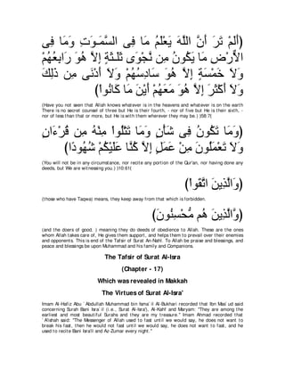 A compilation of the Abridged Tafsir Ibn Kathir Volumes 1 - 10  ( commentary of the meaning ) 