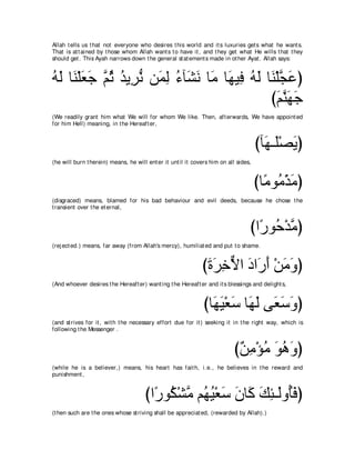 A compilation of the Abridged Tafsir Ibn Kathir Volumes 1 - 10  ( commentary of the meaning ) 