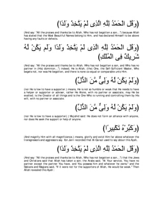 A compilation of the Abridged Tafsir Ibn Kathir Volumes 1 - 10  ( commentary of the meaning ) 