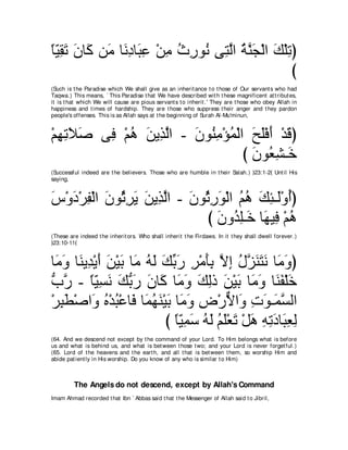 A compilation of the Abridged Tafsir Ibn Kathir Volumes 1 - 10  ( commentary of the meaning ) 