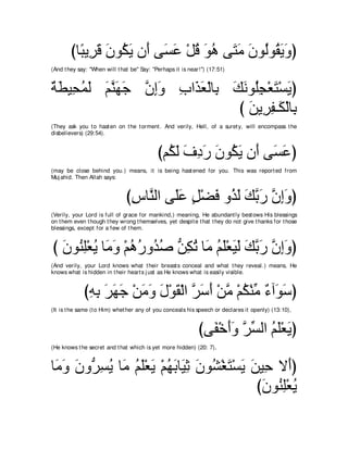 A compilation of the Abridged Tafsir Ibn Kathir Volumes 1 - 10  ( commentary of the meaning ) 