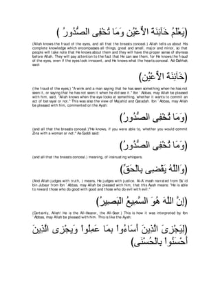 A compilation of the Abridged Tafsir Ibn Kathir Volumes 1 - 10  ( commentary of the meaning ) 