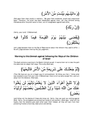 A compilation of the Abridged Tafsir Ibn Kathir Volumes 1 - 10  ( commentary of the meaning ) 