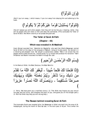 A compilation of the Abridged Tafsir Ibn Kathir Volumes 1 - 10  ( commentary of the meaning ) 