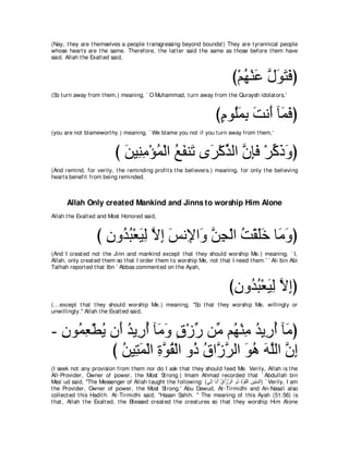 A compilation of the Abridged Tafsir Ibn Kathir Volumes 1 - 10  ( commentary of the meaning ) 