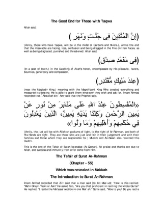 A compilation of the Abridged Tafsir Ibn Kathir Volumes 1 - 10  ( commentary of the meaning ) 