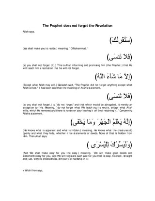 A compilation of the Abridged Tafsir Ibn Kathir Volumes 1 - 10  ( commentary of the meaning ) 