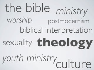 Taking theology out of the
academy & into the church...

Taking theology out of the
church & into the world...
 