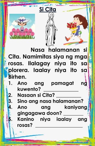 TAGALOG STORIES WITH COMPREHENSION for kids | PDF