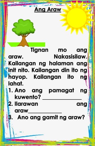 TAGALOG STORIES WITH COMPREHENSION for kids | PDF