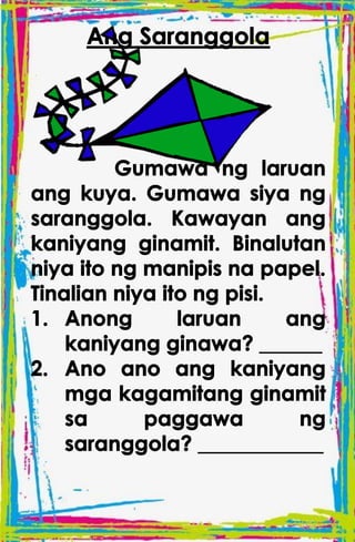 TAGALOG STORIES WITH COMPREHENSION for kids | PDF