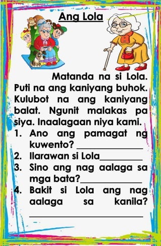 TAGALOG STORIES WITH COMPREHENSION for kids | PDF