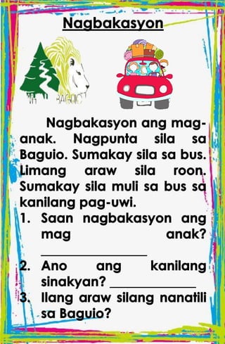TAGALOG STORIES WITH COMPREHENSION for kids | PDF