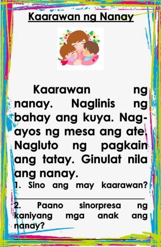 TAGALOG STORIES WITH COMPREHENSION for kids | PDF