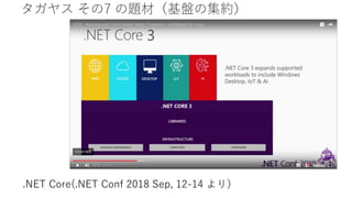 .NET Core(.NET Conf 2018 Sep, 12-14 ꣩
䥹 7 }ģPμs
 