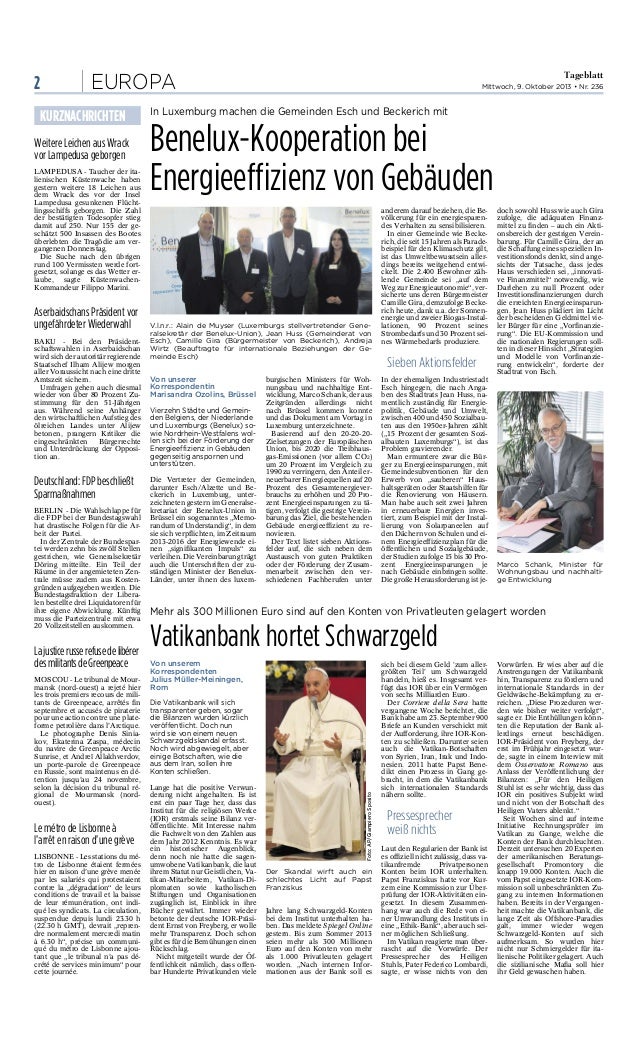 Persartikel Mou Articlede Presse Mou Tageblatt Luxembourg 8 10 2013