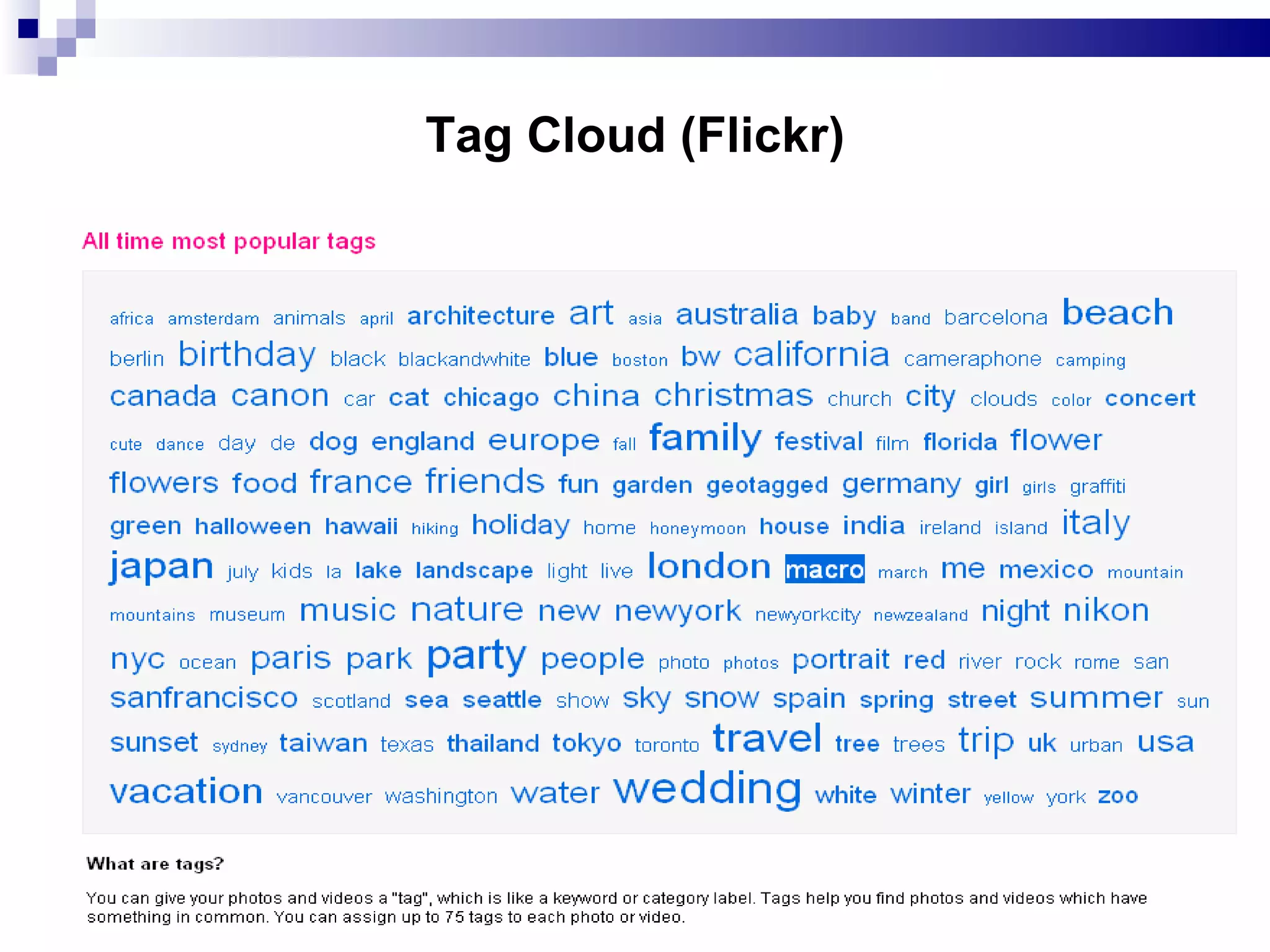 Tag Cloud  ( Flickr) 