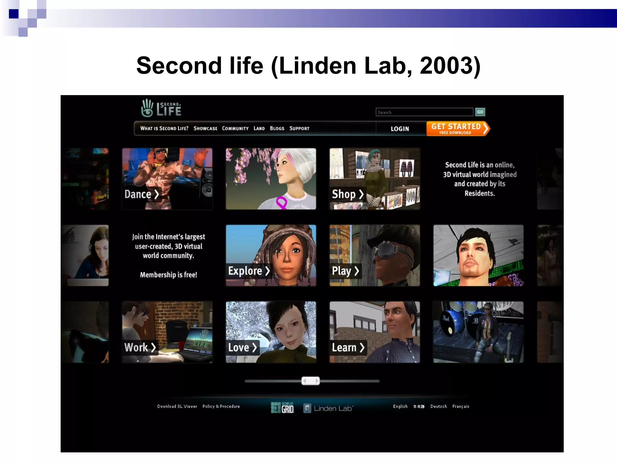 Second life  ( Linden Lab, 2003) 
