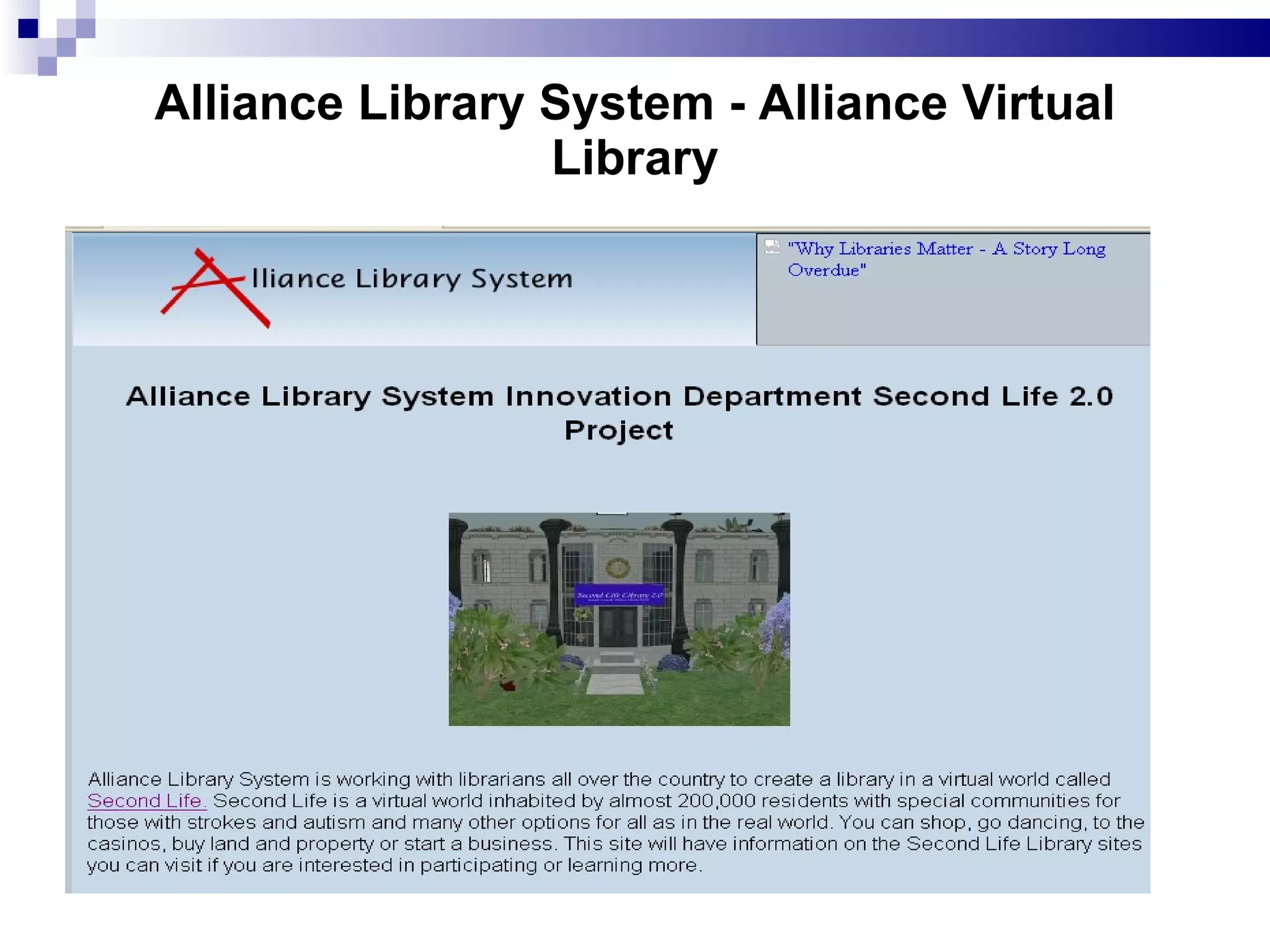 Alliance Library System -   Alliance Virtual Library 