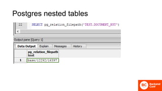 Postgres nested tables
 