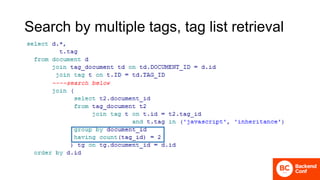 Search by multiple tags, tag list retrieval
 