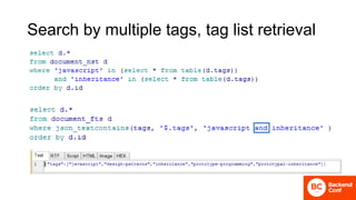 Search by multiple tags, tag list retrieval
 