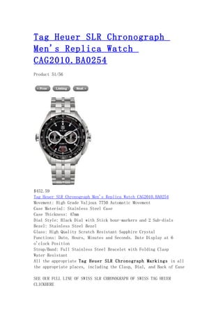 Tag heuer slr chronograph men's replica watch cag2010.ba0254