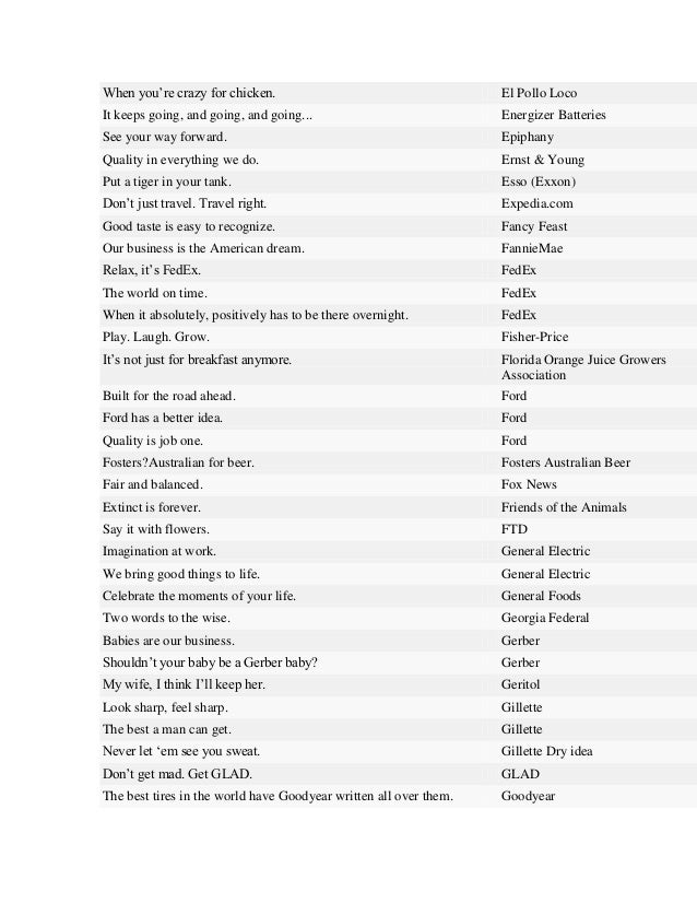 Taglines for companies