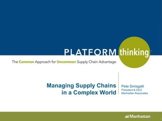 Managing Supply Chainsin a Complex World Pete Sinisgalli President & CEO Manhattan Associates 