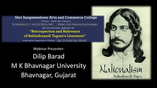 Webinar Presenter:
Dilip Barad
M K Bhavnagar University
Bhavnagar, Gujarat
 