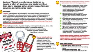 Considere as seguintes orientações das OSHA
para os sistemas LOTO
Occupational Safety and Health Administration,
Fundada nos EUA em 1971
 