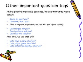 Mastering Question Tags: Usage with Imperatives and Pronouns Explained ...