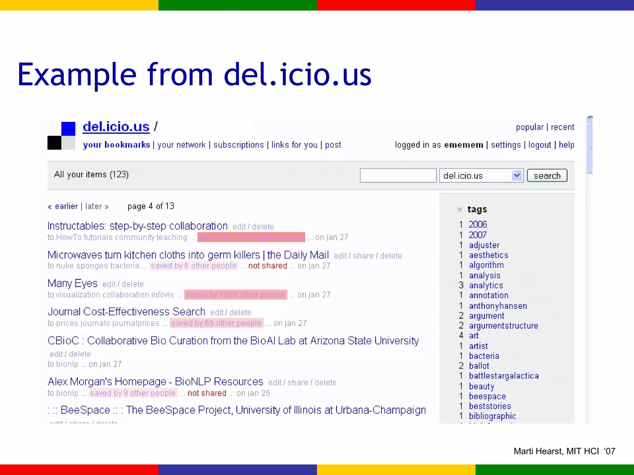 Example from del.icio.us 